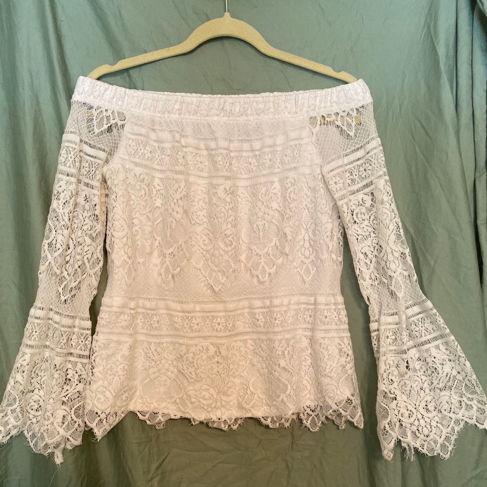 White lace off the shoulder top
